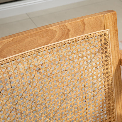 HOMCOM Exotischer Polsterstuhl, Kautschukholz, Sitzkissen in Leinenoptik, 63L x 69B x 78H cm, Cremeweiß