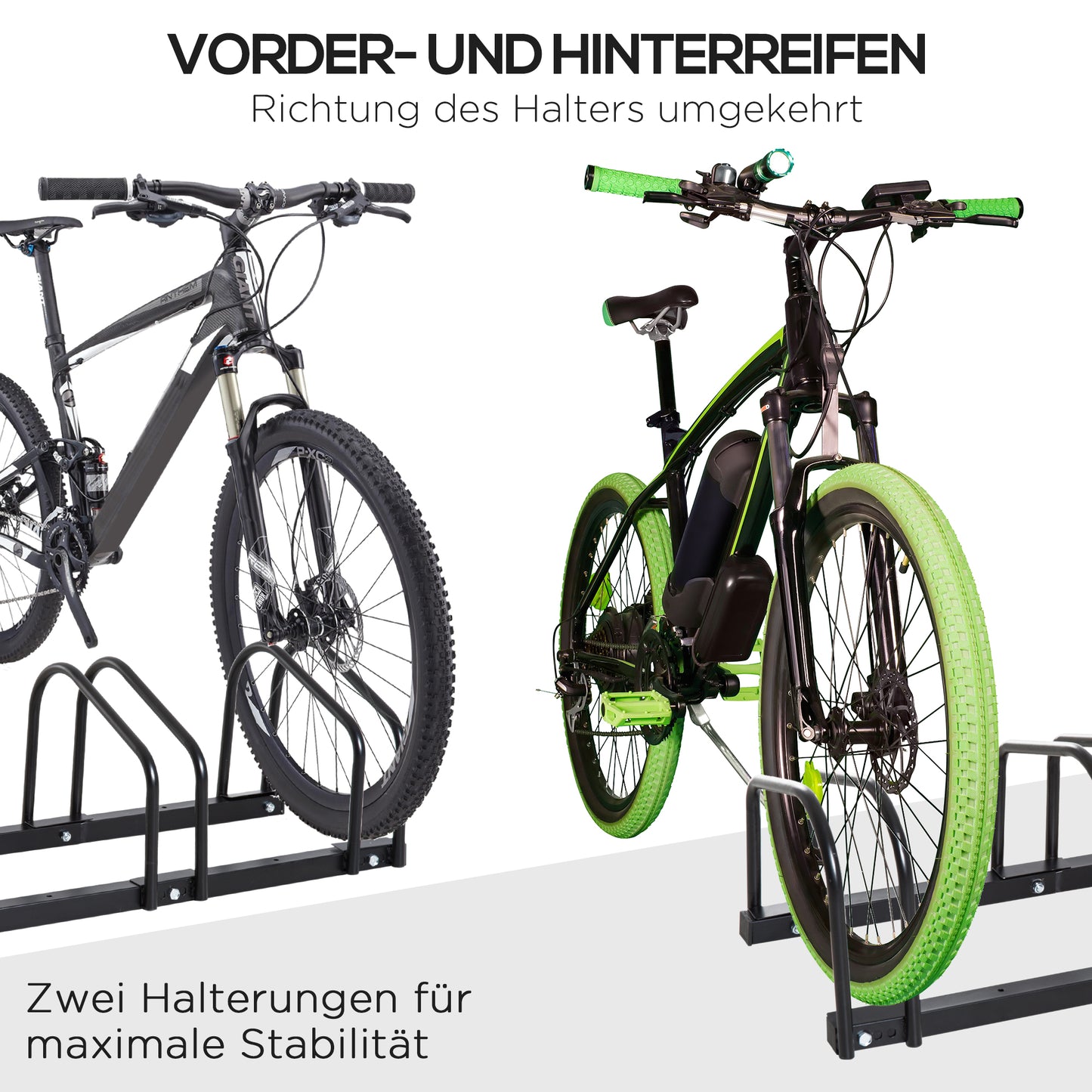 HOMCOM Fahrradständer für 4 Fahrräder, wetterfest, Wand- oder Bodenmontage, Stahl 110 x 33 x 27 cm