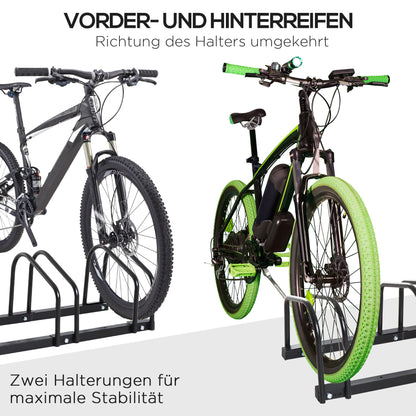 HOMCOM Fahrradständer für 4 Fahrräder, wetterfest, Wand- oder Bodenmontage, Stahl 110 x 33 x 27 cm