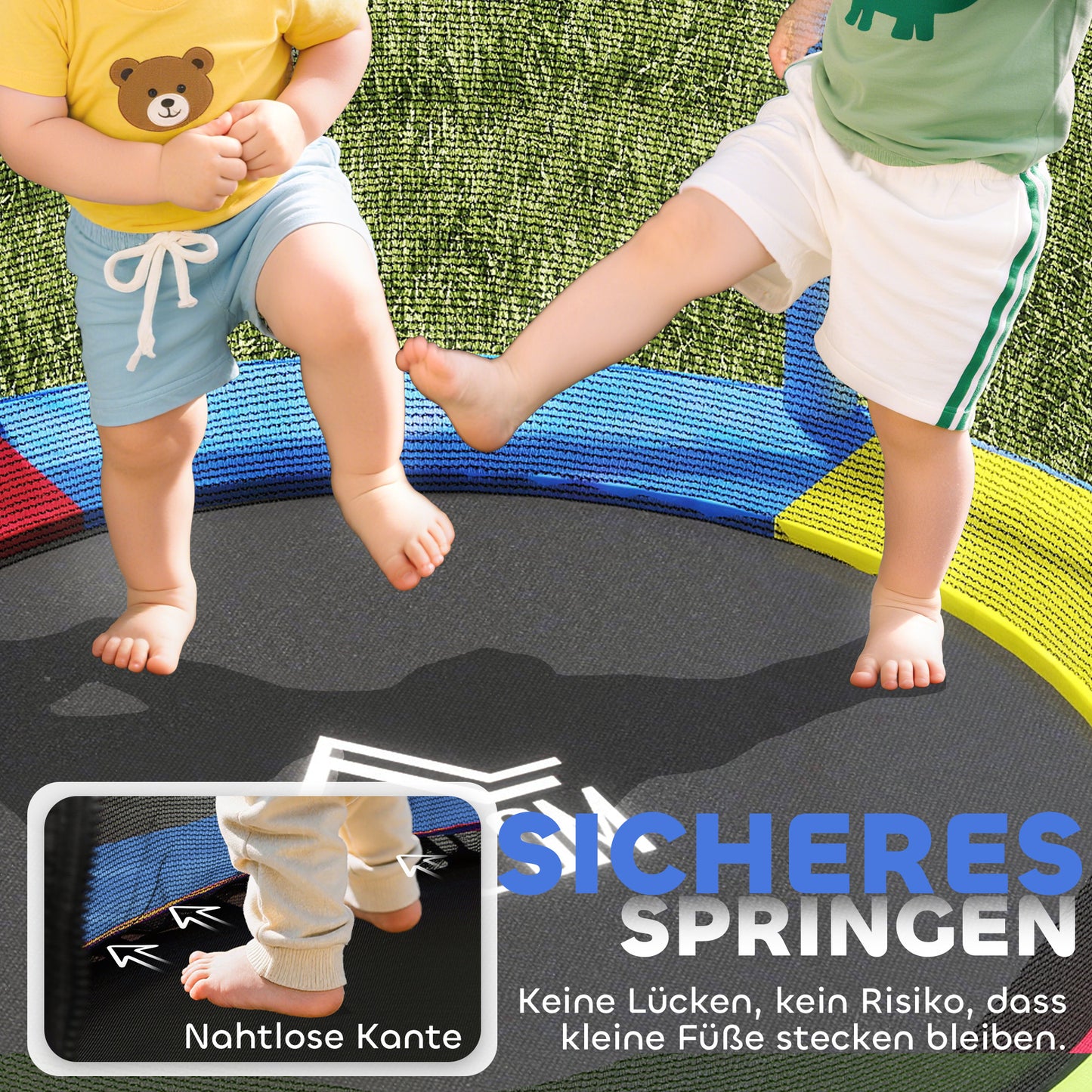 HOMCOM Kindertrampolin, Sicherheitsnetz, Gummifederung, bis 45 kg, Stahlgestell, Ø140x160cm, Bunt