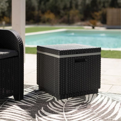 Gray coffee table - Insotherme Imitation braided resin - Allibert by Keter - Icecubegraphite