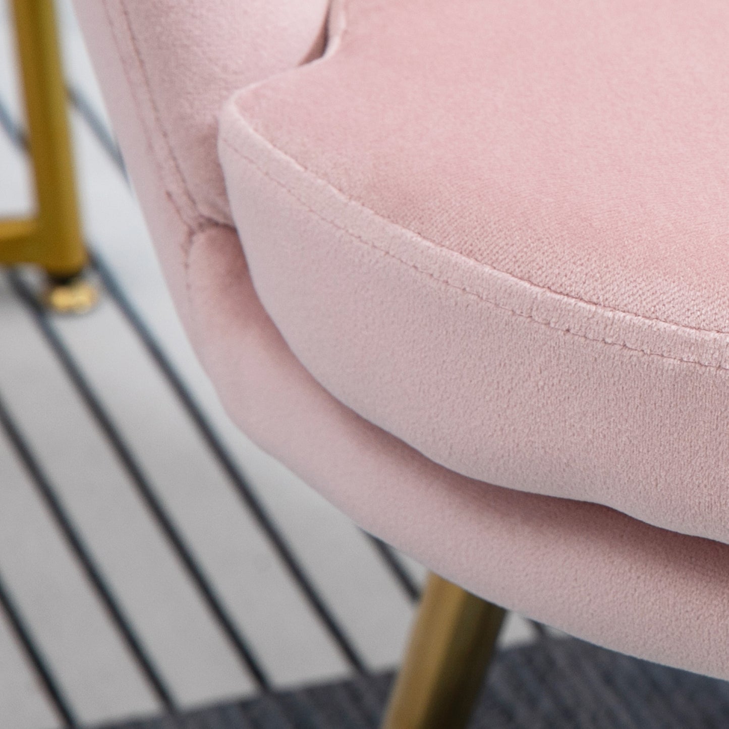 HOMCOM Sessel mit lotusförmigem Design, vergoldete Metallbeine, Schaumstoffpolster, Rosa