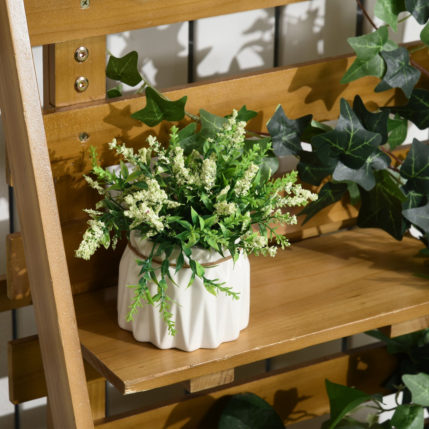 Outsunny Hochbeet mit 3 Schubladen, inkl. Rankhilfe, wetterbeständig, Massivholz, 63 cm x 39 cm x 160 cm, Natur