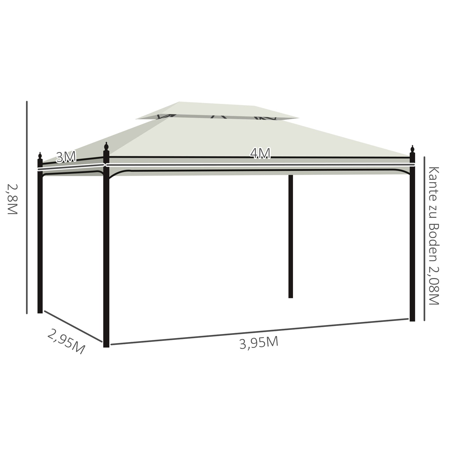 Outsunny Luxus Pavillon Gartenpavillon Partyzelt Festzelt Gartenzelt Pagode 3x4 m Creme
