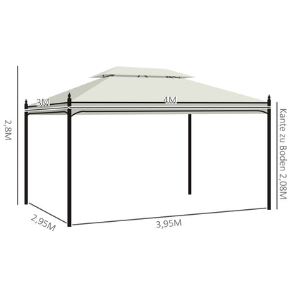 Outsunny Luxus Pavillon Gartenpavillon Partyzelt Festzelt Gartenzelt Pagode 3x4 m Creme