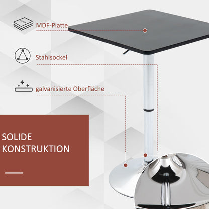 HOMCOM Höhenverstellbarer Bartisch, 360° drehbar, kratzfeste Füße, stabile Metallbasis, Schwarz/Silber