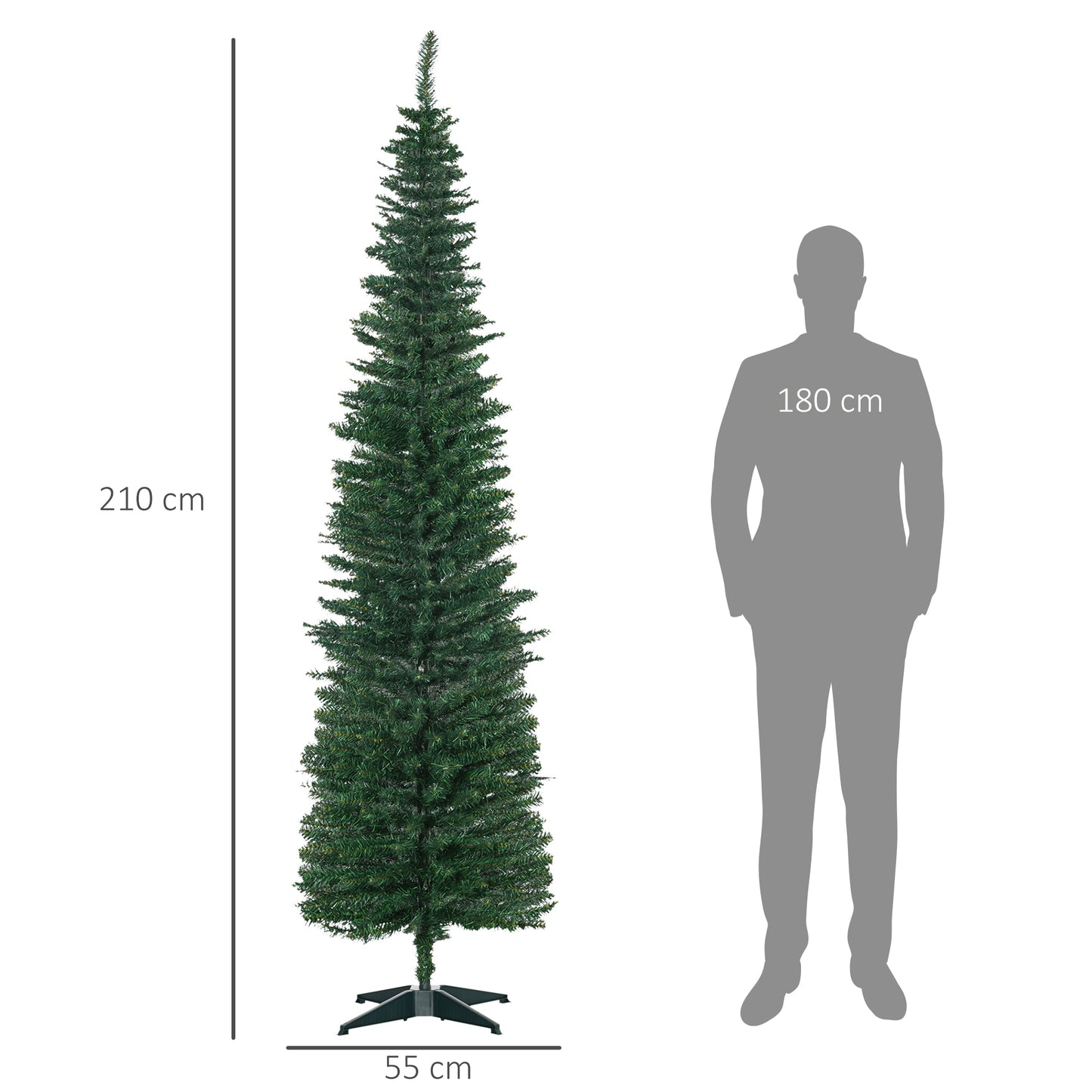 HOMCOM Weihnachtsbaum künstliche Künstliche Tanne Christbaum, inkl Ständer Weihnachtsstern 2,1 m, Grün