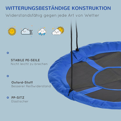 Outsunny Nestschaukel, wetterfest, bis 100 kg, längenverstellbare Seile, Φ110 cm, Blau