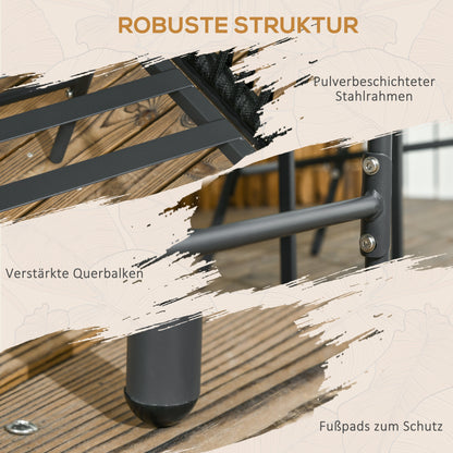 Outsunny Outdoor Stühle, 2-er Set, Boho-Design, Sitz- und Rückenkissen, bequeme Sitzschale, Metallrahmen, Schwarz