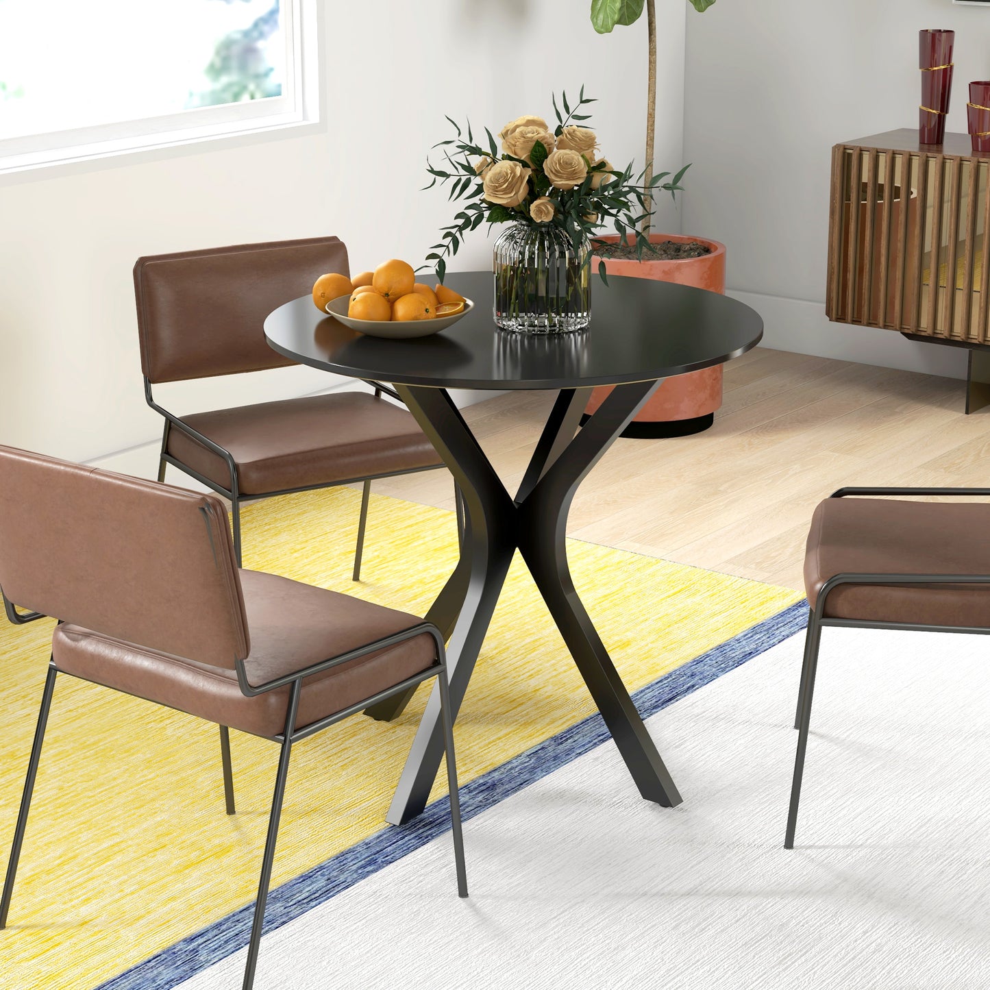 HOMCOM Esstisch Küchentisch Runder Tisch, Modernes Design, 78 cm x 78 cm x 75 cm, Schwarz