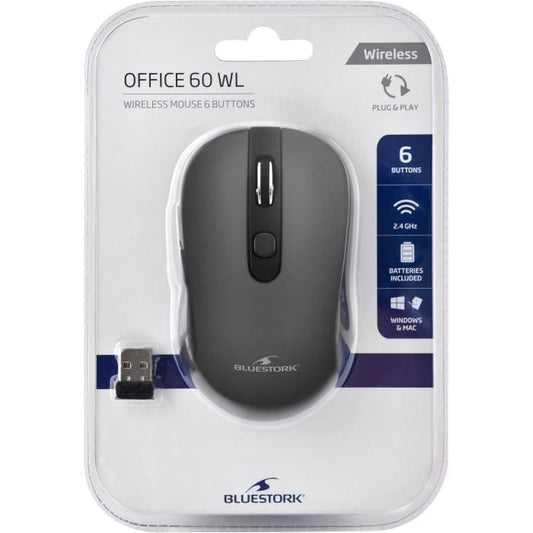 Wireless Mouse - 2.4 GHz - 6 Buttons - Gray