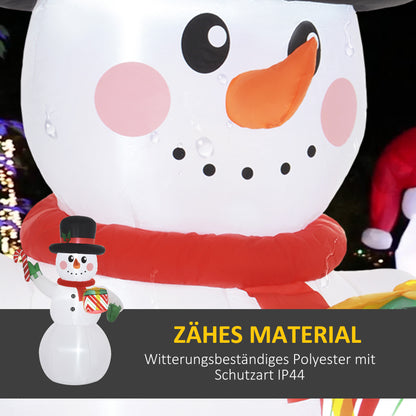 Outsunny 1,80 m Schneemann mit Zuckerstange & Geschenk, selbstaufblasbar, LEDs, wetterfest