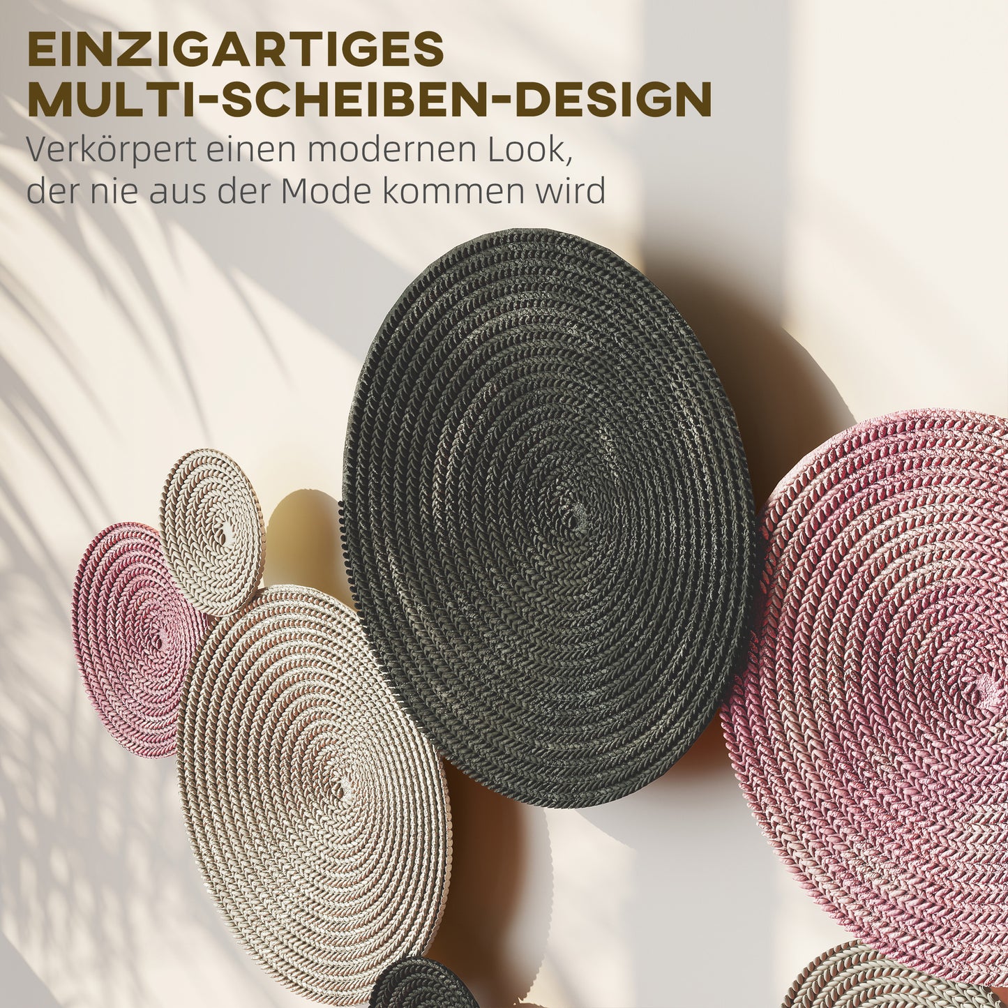 HOMCOM Wanddekor-Set im Disk-Design, 8 Metallscheiben, vielseitig einsetzbar, Mehrfarbig