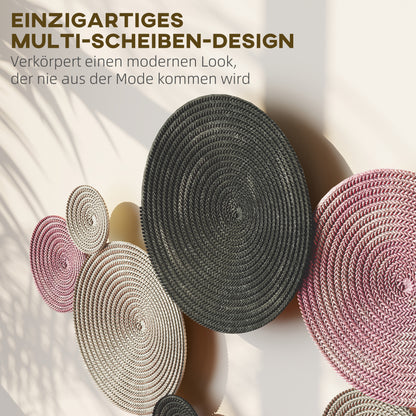 HOMCOM Wanddekor-Set im Disk-Design, 8 Metallscheiben, vielseitig einsetzbar, Mehrfarbig
