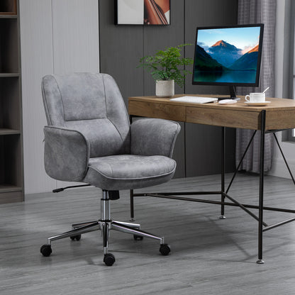 Vinsetto Bürostuhl mit Wippfunktion Schreibtischstuhl höhenverstellbarer Drehstuhl ergonomischer Arbeitsstuhl modern Belastbar bis 120 kg Mikrofaser Hellgrau 67 x 69 x 92-102 cm
