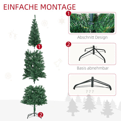 HOMCOM Weihnachtsbaum Kunsttanne künstlicher Christbaum, inkl. Standfuß, LED´s, 2,1 m, 1 Weihnachtsstern, Grün