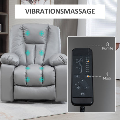 HOMCOM Massagesessel Relaxsessel Seniorensessel, Fernbedienung, Seitentaschen, 94 cm x 96 cm x 106 cm, Dunkelgrau