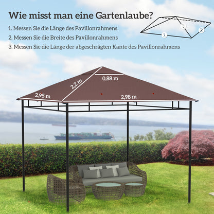 Outsunny Ersatzdach für Gartenpavillon, Polyester, 2,98 x 2,95 m, Kaffee