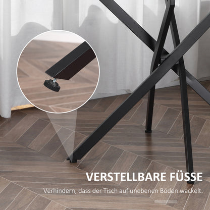 HOMCOM Moderner Glas-Esstisch, 80 cm Durchmesser, Küchentisch mit gehärteter Glasplatte und Metallbeinen, für 4 Personen