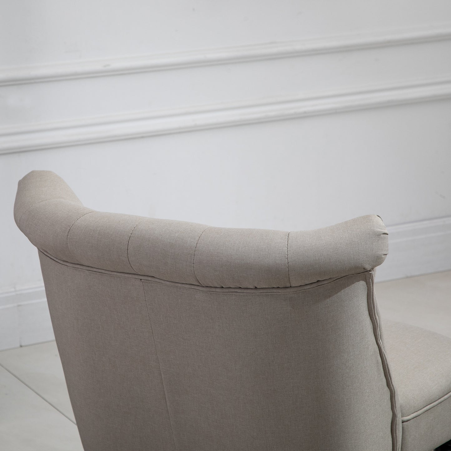 HOMCOM Relaxsessel Vintage Ruhesessel Relaxstuhl Polstersessel Esszimmerstuhl Leinenbezug Holzgestell Beige+Schwarz 67 x 67 x 78 cm