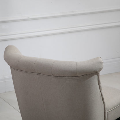 HOMCOM Relaxsessel Vintage Ruhesessel Relaxstuhl Polstersessel Esszimmerstuhl Leinenbezug Holzgestell Beige+Schwarz 67 x 67 x 78 cm