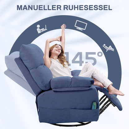 HOMCOM Massagesessel mit Wärme- & Liegefunktion, drehbar, bis 150 kg, Metallgestell, 98x90x98cm, Blau