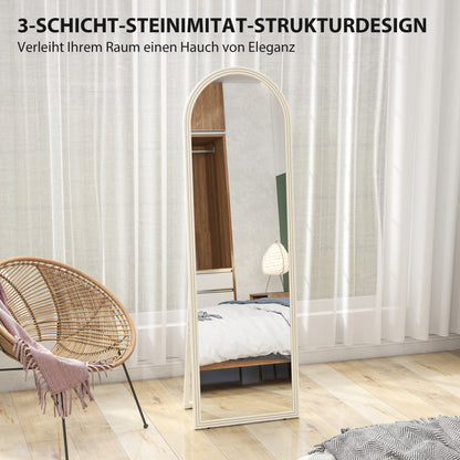 HOMCOM Ganzkörperspiegel, 50 x 160 cm, freistehend, Wandmontage, Bogenrahmen, Weiß