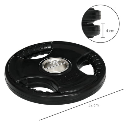 SPORTNOW Hantelscheibe, 2er-Set, 10 kg pro Scheibe, drei Griffe, bodenschonender Gummimantel, Metall