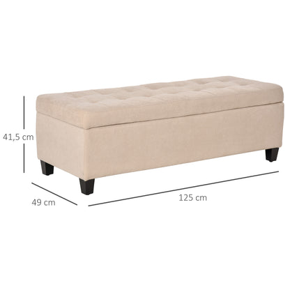 HOMCOM Polsterbank mit Stauraum, Knopfheftung, bis 120 kg, 125 x 49 x 41,5 cm, Beige
