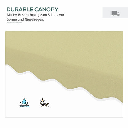 Outsunny Gartenschirm, Ampelschirm, dekorativa Rand, Lüftungsdach, Metallgestell, 2,4x2,4x2,6m, Beige