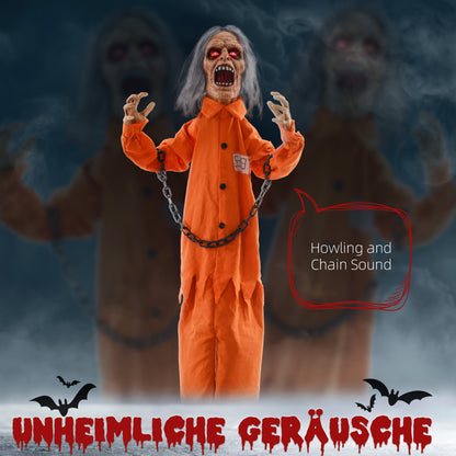 HOMCOM Gefangenen-Geist, Helloweendeko, gruselige Laute, rote Augen, beweglich, Orange