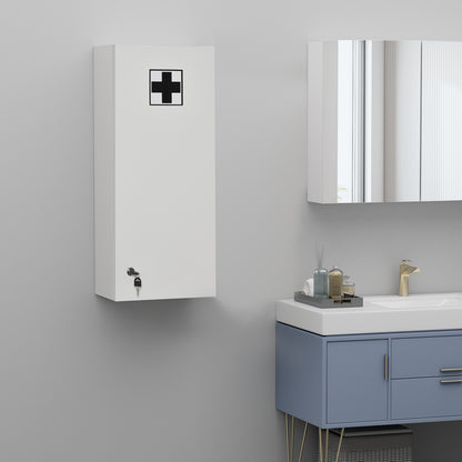 Kleankin Medizinschrank Arzneischrank Wandschrank Hängeschrank mit verstellbarer Ablage Erste-Hilfe-Kreuz abschließbar für Badezimmer Küche Flur Weiß 30x20x70 cm