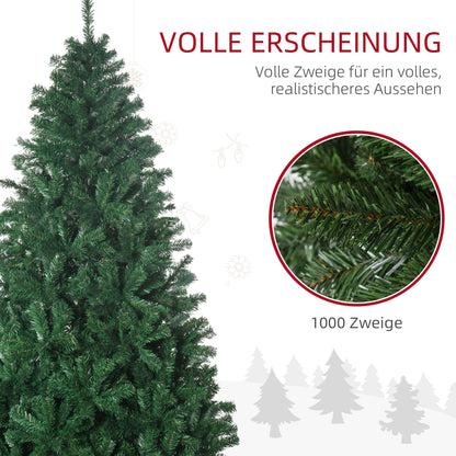 HOMCOM Künstlicher Weihnachtsbaum 180 cm künstlich Tannenbaum mit 1000 Spitzen Christbaum Weihnachtsdeko inkl. Metallständer für drinnen