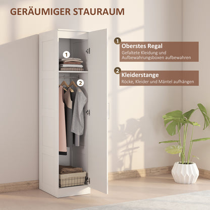 HOMCOM Kleiderschrank Mehrzweckschrank mit Kleiderstange, Regal, Soft-Close-Tür 40 x 52 x 180 cm Weiß