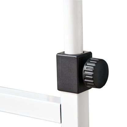 HOMCOM Beistelltisch mit Rollen, höhenverstellbar, kompakt, 2 Ablageböden, Metallrahmen, 80x40x72-82 cm, Weiß