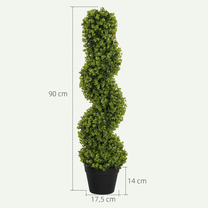 HOMCOM 2er-Set Dekorative Pflanze, Kunstpflanzen in Töpfen, Künstliche Pflanzen für Zuhause, Indoor, Outdoor, 90 cm, Grün