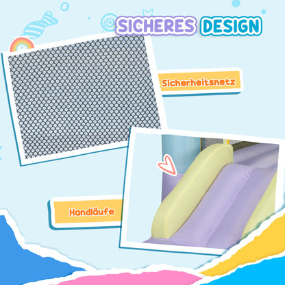 AIYAPLAY Hüpfburg mit Rutschen, Netzumzäunung, Oxford-Gewebe, Bodenanker, Tragetasche