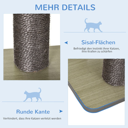 PawHut Katzenkratzbaum Katzenbaum Katzenspielzeug Kletterbaum Sisal Polster Liegefläche mit Ball Grau 71,5 x 49,5 x 120 cm