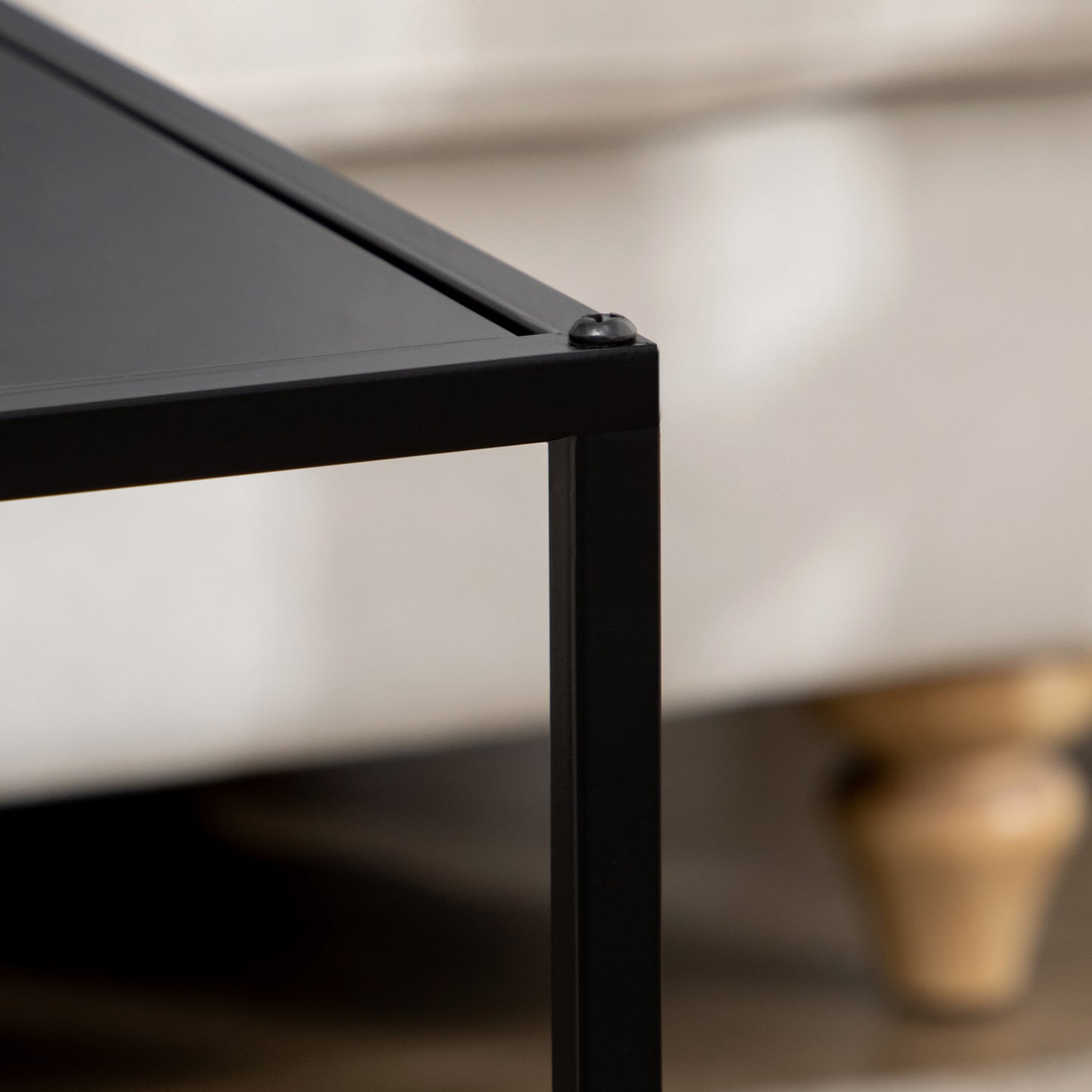 HOMCOM Beistelltisch, Couchtisch, Satztisch, 2er-Set, modernes Design, Stahlrahmen, schwarz, 40 x 40 x 40cm