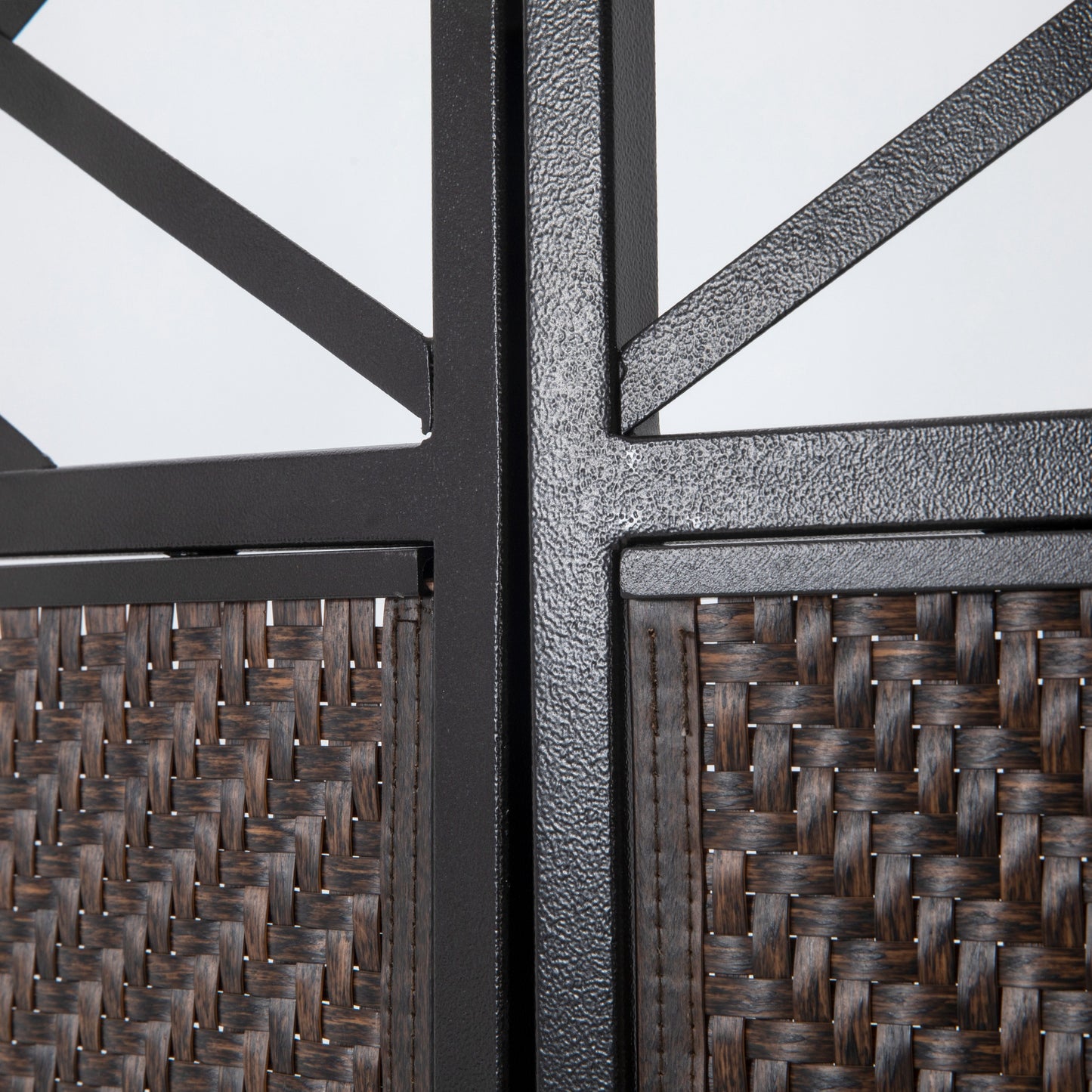 Outsunny Raumteiler Paravant, Vintage-Design, 3-teilig, 148 cm x 33 cm x 181 cm, Braun + Schwarz