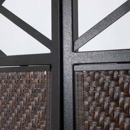 Outsunny Raumteiler Paravant, Vintage-Design, 3-teilig, 148 cm x 33 cm x 181 cm, Braun + Schwarz