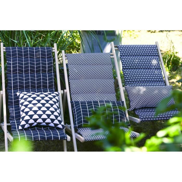 PRIVATE GARDEN Quilted deckchair Fjord - Removable canvas - Indigo Blue