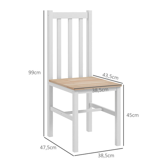 HOMCOM 4er-Set Küchenstühle Esszimmerstühle Stühle, Massivholz, modernes Design, 38, 5 cm x 47,5 cm x 99 cm, Natur