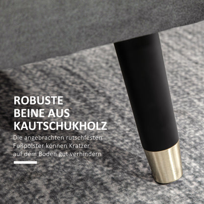 HOMCOM Sitzbank, Polsterbank mit Stauraum, Truhenbank, Metall, Schaumstoff, Kautschukholz, Kohlegrau, 110 x 43 x 45 cm