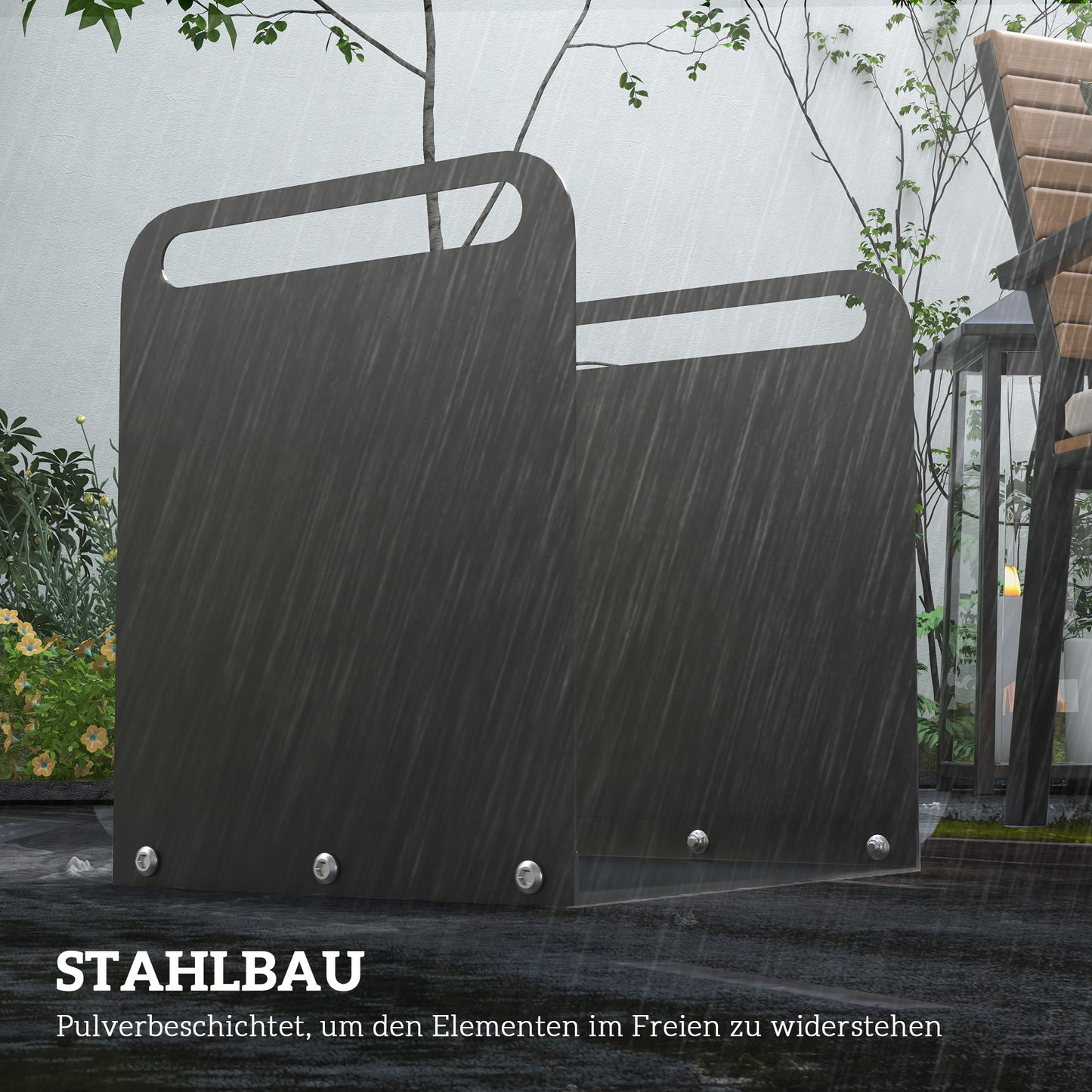 Outsunny Feuerholzgestell, 2 Tragegriffe, Stahlrahmen, bis 30kg, 36x30x36cm, Schwarz