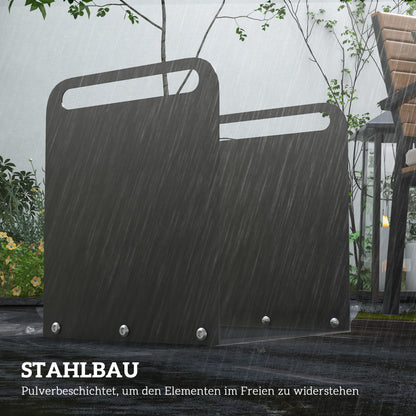 Outsunny Feuerholzgestell, 2 Tragegriffe, Stahlrahmen, bis 30kg, 36x30x36cm, Schwarz