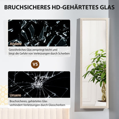 HOMCOM 160 x 50 cm Ganzkörperspiegel, vielseitig verwendbar, rechteckiges Design mit Rahmen, Weiß