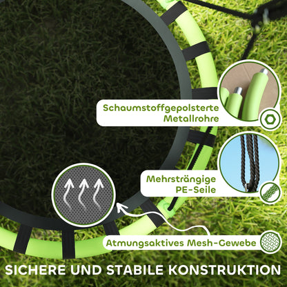 AIYAPLAY Kinderschaukel, 150 kg belastbar, Ø100 x 180H cm, Metall, Schaumstoff, Schwarz