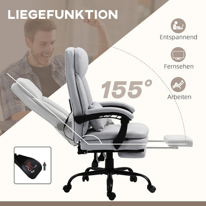 Vinsetto Bürostuhl mit Massage- & Heizfunktion, verstellbar, bis 120 kg, 66 x 67 x 110-118 cm Grau