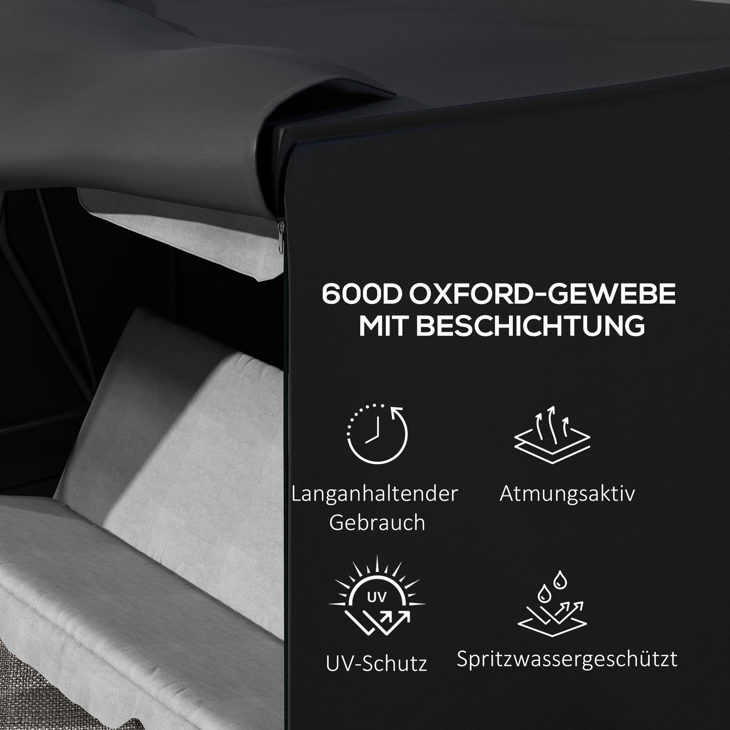 Outsunny Abdeckung für Gartenschaukel, Schutzhülle für Hollywoodschaukel, Abdeckhaube, wasserfest, 205 x 124 x 164 cm, Schwarz